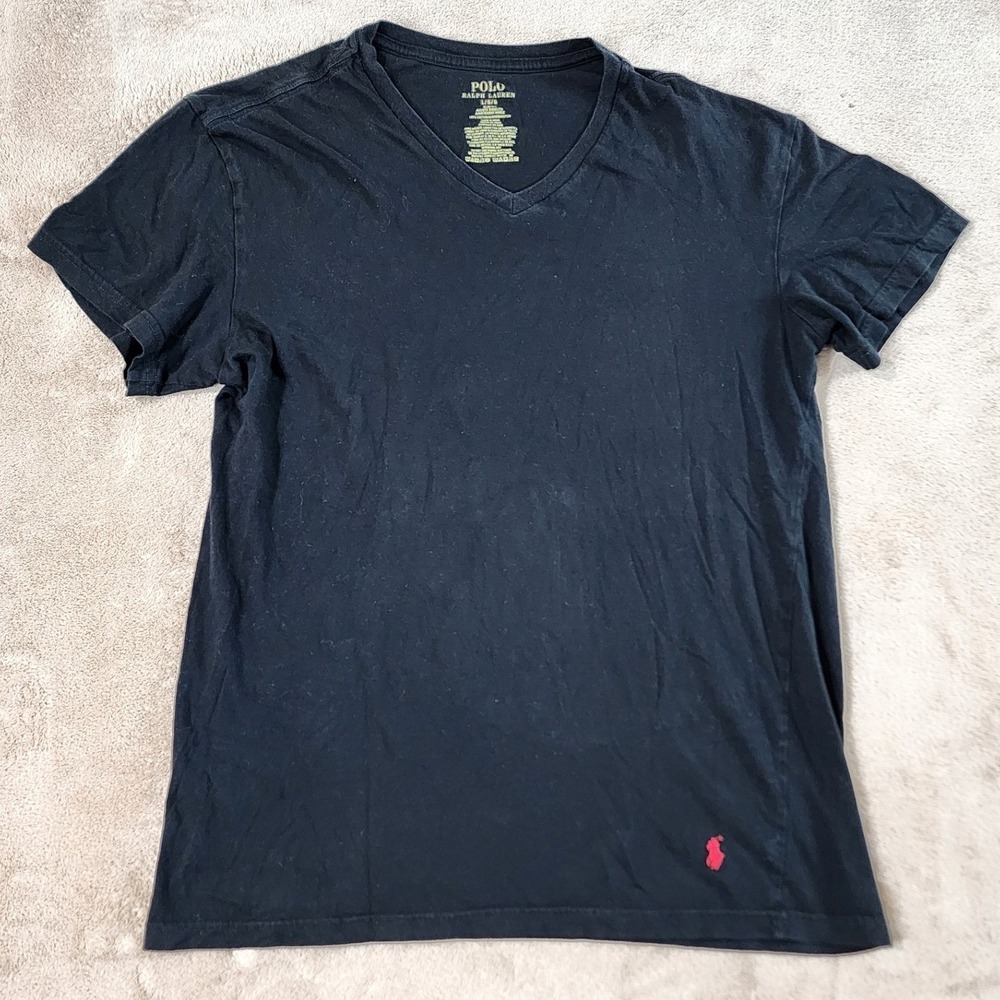 Polo Ralph Lauren T-shirt men large black cotton slim fit Red Pony Short Sleeve